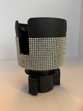 Bling TOMO Bottle Car Cup Holder Expander Silver Rhinestone Auto Base New